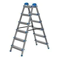 Стремянка двухсторонняя 6 ступеней, сталь профиль, стальные ступени, Сибртех