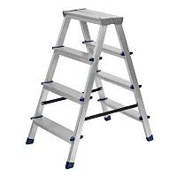 Стремянка двусторонняя 4 ступени, алюминиевая, Сибртех