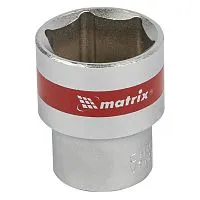 Головка торцевая, 24 мм, шестигранная, CrV, под квадрат 1/2, хромированная Matrix