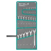 Набор ключей комбинированных 6-32 мм, 22 шт, CrV, матовый хром Stels Набор ключей комбинированных 6-32 мм, 22 шт, CrV, матовый хром Stels