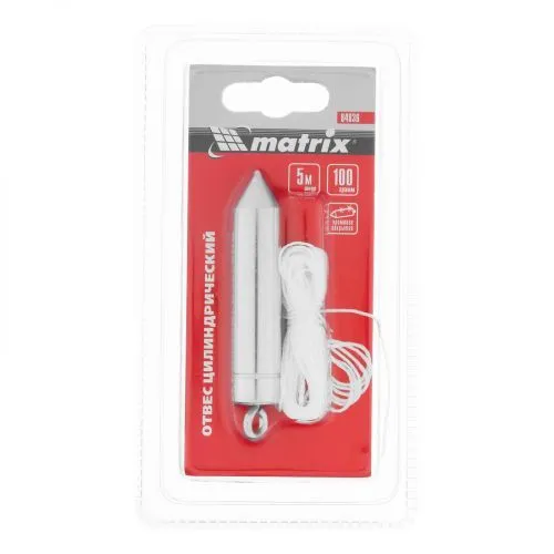 Отвес цилиндрический, 100 г, шнур 5 м Matrix фото 3 Отвес цилиндрический, 100 г, шнур 5 м Matrix фото 3