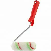 Мини-валик в сборе "Эмали", 110 мм, ворс 12 мм, D 16 мм, D ручки 6 мм, полиамид, полиакрил Сибртех