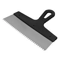 Шпатель из нержавеющей стали, 250 мм, зуб 4 х 4 мм, пластмассовая ручка Сибртех