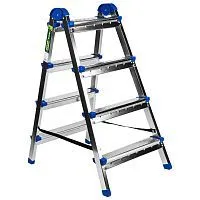 Стремянка двухсторонняя 4 ступени, сталь профиль, стальные ступени, Сибртех