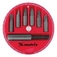 Набор бит, магнитный адаптер для бит, сталь 45Х, 7 предметов, пластиковый кейс Matrix