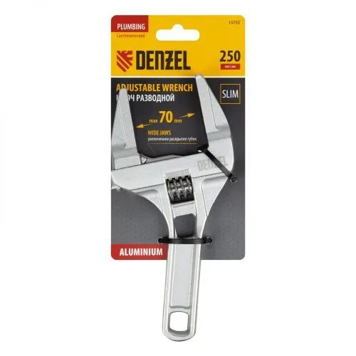 Ключ разводной 205 мм, алюминиевый Denzel фото 4