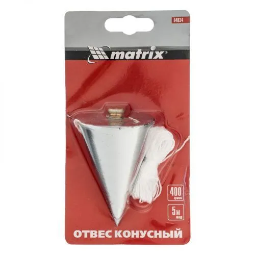 Отвес конусный, 400 г, шнур 5 м Matrix фото 3 Отвес конусный, 400 г, шнур 5 м Matrix фото 3