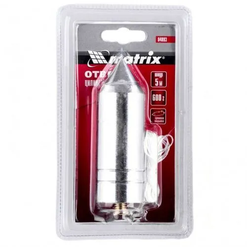 Отвес цилиндрический, 600 г, шнур 5 м Matrix фото 2 Отвес цилиндрический, 600 г, шнур 5 м Matrix фото 2