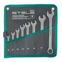 Набор ключей комбинированных 6-19 мм, 8 шт., CrV, матовый хром Stels Набор ключей комбинированных 6-19 мм, 8 шт., CrV, матовый хром Stels