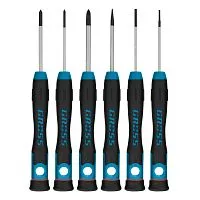 Набор отверток для точной механики, CrMo, двухкомпонентные рукоятки, 6 шт, пластиковый бокс Gross