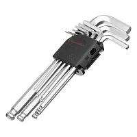 Набор ключей имбусовых HEX, 1.5-10 мм, CrV, 9 шт, удлиненные, сатин, с шаром Matrix