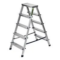 Стремянка двусторонняя 5 ступеней, алюминиевая, Сибртех