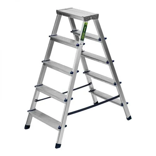 Стремянка двусторонняя 5 ступеней, алюминиевая, Сибртех Стремянка двусторонняя 5 ступеней, алюминиевая, Сибртех