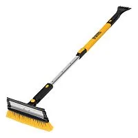 Щетка-сметка для снега со скребком, телескоп, поворотная голова, водосгон, 900-1200 мм Denzel