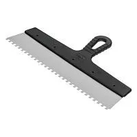 Шпатель  из нержавеющей стали, 350 мм, зуб 6 х 6 мм, пластмассовая ручка Сибртех