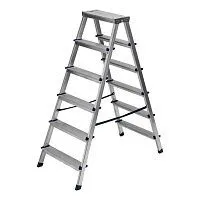 Стремянка двусторонняя 6 ступеней, алюминиевая, Сибртех