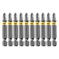 Бита PH2х50, сталь легированная S2, 10 шт., Е 6,3, шестигранный профиль, отрывная упаковка Denzel