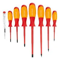 Набор отверток диэлектрических до 1000 В, 8 шт, тестер, CrMo, двухкомпонентные рукоятки Gross