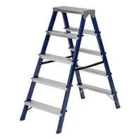Стремянка двусторонняя 5 ступеней, стальная, Сибртех