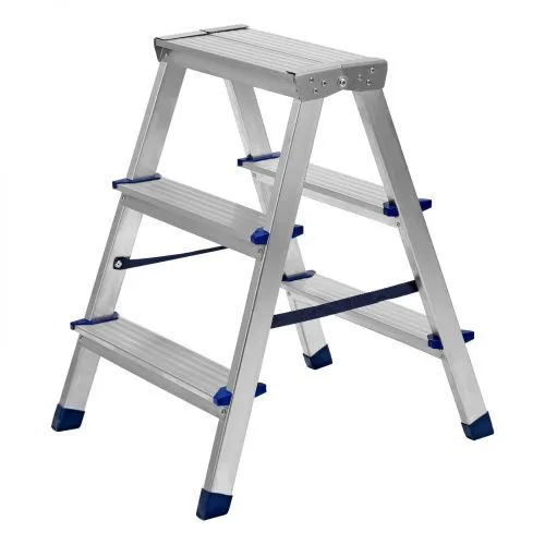 Стремянка двусторонняя 3 ступени, алюминиевая, Сибртех Стремянка двусторонняя 3 ступени, алюминиевая, Сибртех