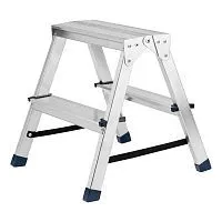 Стремянка двусторонняя 2 ступени, алюминиевая, Сибртех
