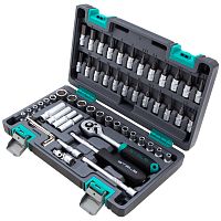 Набор инструментов, 1/4", CrV, пластиковый кейс 57 предметов Stels