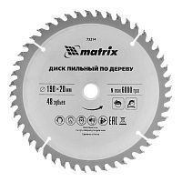 Пильный диск по дереву, 190 х 20 мм, 48 зубьев, кольцо 16/20 Matrix Professional