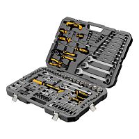 Набор инструментов, 1/2", 1/4", CrV, S2, пластиковый кейс, 122 предмета Denzel