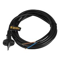 Шнур сетевой Energy Series, ПВС, 3 м, 2 x 1,5 мм, с неразборной вилкой, черный, Denzel